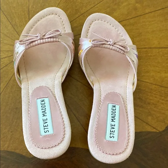 Steve Madden Picasso Pink Heeled Slide with Bow Detail 5.5 - Picture 5 of 5